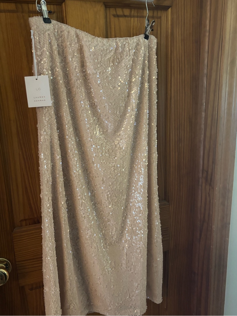 LC Lauren Conrad Blush Sequin Maxi Skirt